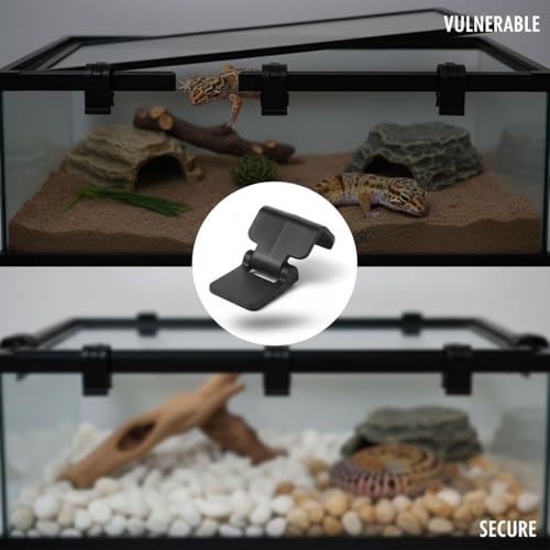 6 Pcs Terrarium Lock, Black Plastic Aquarium Clips, Old Version Reptile Cage Lock, Lid Latch for 0.7 in / 1.7 cm Lid, Fits Terrarium Enclosures