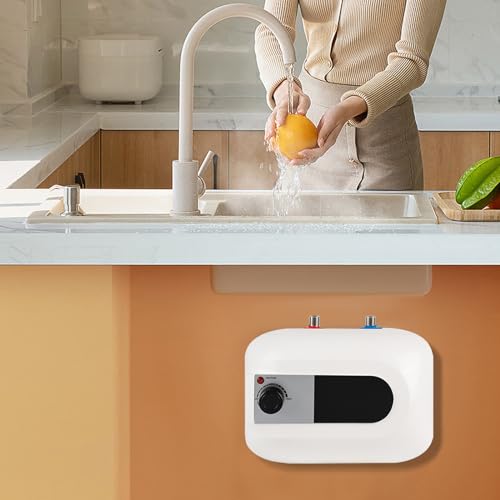 Electric Mini Tank Water Heater 1.5kw, 1.6Gal Under Sink Water Heater | Fast Heating | Adjustable Range from 86-149°F | Ideal for Sinks, Kitchens, Bathrooms, and Rvs | 9.06''L* 9.06''W *12.8''H