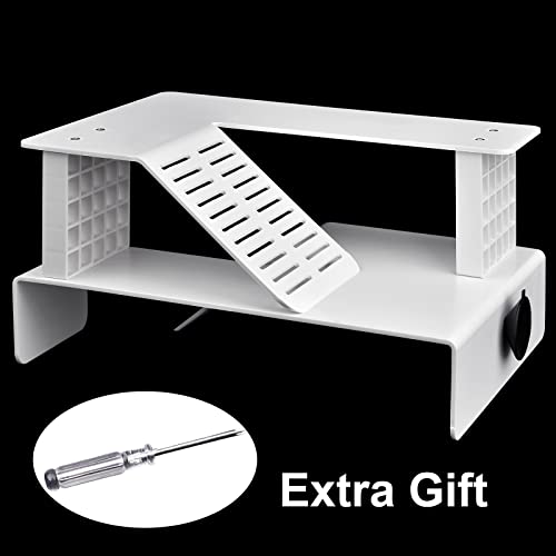 WEAVERBIRD Turtle Basking Platform, Double Decker Reptile Habitat | White Turtle Tank Platform Aquarium Animal Sink Wharf, Climbing Shelf Turtle Tank Dock Floating Decor, Floating Turtle Dock