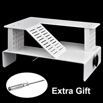 WEAVERBIRD Turtle Basking Platform, Double Decker Reptile Habitat | White Turtle Tank Platform Aquarium Animal Sink Wharf, Climbing Shelf Turtle Tank Dock Floating Decor, Floating Turtle Dock