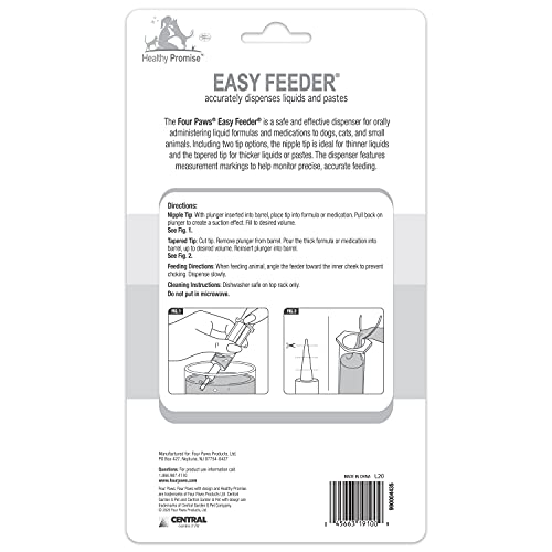 Four Paws Healthy Promise Easy Feeder Pet Feeding Syringe, 2 Count | Convenient syringe feeder, for hand-feeding kittens & puppies, easy to use, pet nursing supplies