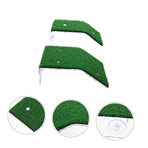 2pcs Tortoise Climbing Ladder with Suction Cups Turtle Basking Platform for Sunbathing Resting Durable Simulation Lawns for Water Turtles Frogs and Lizards