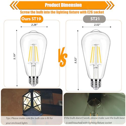winsaLED 40 Watt Light Bulbs, E26 Bulb, 4000K Cool White 4W LED Edison Bulbs, Flickering Free, 90 High CRI, 450LM, Not Dimmable, Pack of 12 - color: 4000k-cool White