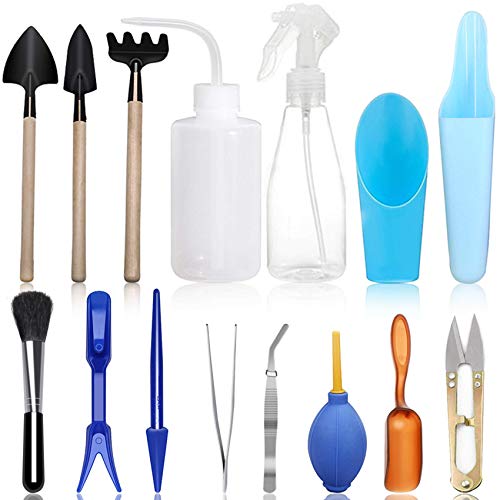SONGZIMING 15 Pcs Succulent Plant Tools Set | Mini Garden Planting Watering Tool Kit for Succulent Miniature Gardening Plant Care