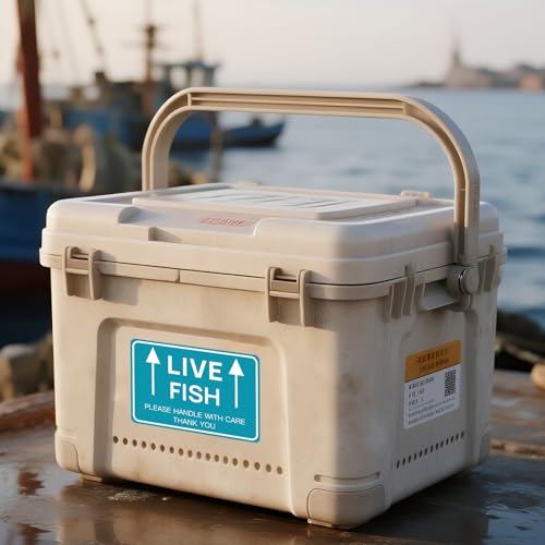60PCS Live Fish Stickers Shipping Supplies,Please Handle with Care This Side Up Arrow Warning Stickers,Live Fish Shipping Labels(2"x3")