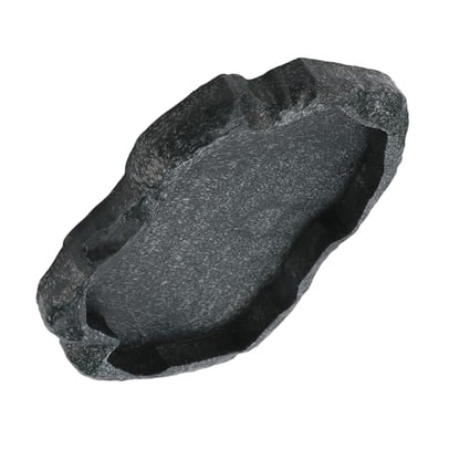 Reptile Water Dish Food Bowl 2 Pack ABS Resin Imitation Rock Feeder with Smooth Easy Clean Surface for Lizard Gecko Bearded Dragon Tortoise Spider (M) - size: M