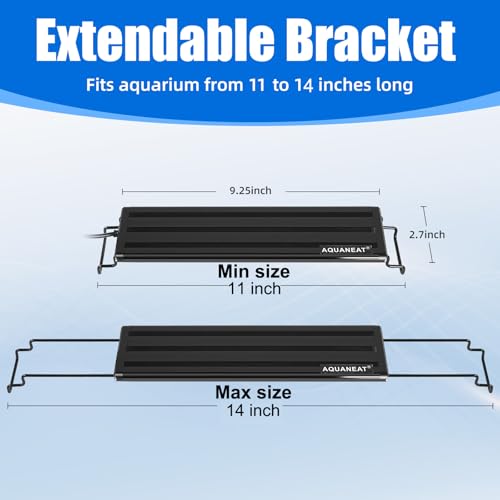 AQUANEAT LED Aquarium Light for 12 Inch Fish Tank, Auto On Off with Timer, Full Spectrum, Adjustable Brightness, Daylight Moonlight Mode, for Fresh Water Low-to-Mid Light Plants - size: 11"-14"