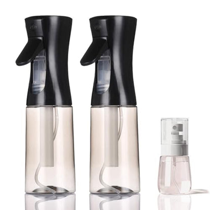 3 Pack Spray Bottles, 2-Pack Continuous Spray Bottles,Fine Water Mist Spray Bottles for Hair 6.8 OZ (200 ML) and 1oz 30ml Travel Spray Bottle Mister for Cleaning,Hairstyling,Plants,Barbers,Black - color: Black