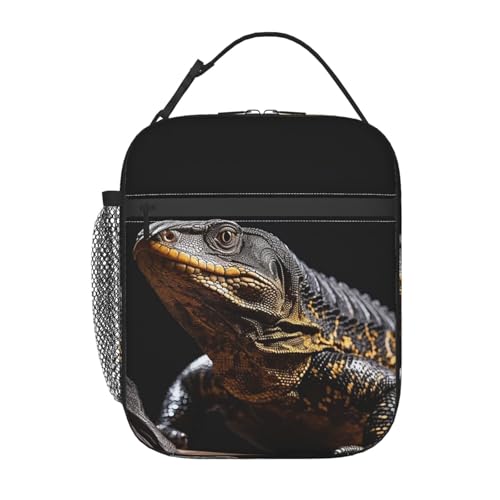 Lunch Bag for Women Men Adult Insulated Reusable Lunch Box Reptile Monitor Lizard Leakproof Cooler Tote Bag Large Capacity Lunch Tote Bags Lunch Container for Work Travel Picnic