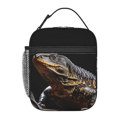 Lunch Bag for Women Men Adult Insulated Reusable Lunch Box Reptile Monitor Lizard Leakproof Cooler Tote Bag Large Capacity Lunch Tote Bags Lunch Container for Work Travel Picnic