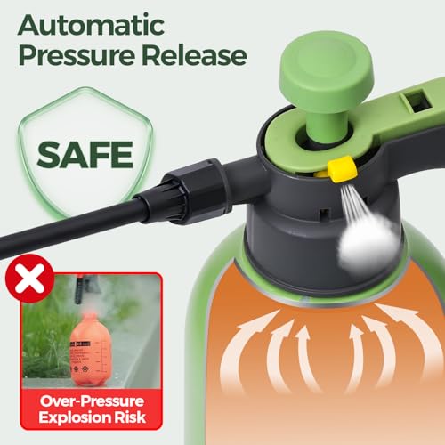 T4U Pump Sprayer 0.5 Gallon, Garden Spray Bottle with Flex Wand | Flexible long-reach nozzle for hanging baskets and hard-to-reach plants; hand pump for lawn care, cleaning and car detailing - size: Flexible Nozzle
