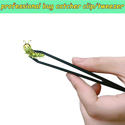 Reptile Feeding Tongs,Bug Tweezers for Kids Adults,Plastic Anti-static Curved Tweezers Feeding Tool,Cleaning Supplies & Tweezers for Cricket Clamp Bug Scooper Snake Lizard Gecko Bearded Dragon (Black) - color: Black
