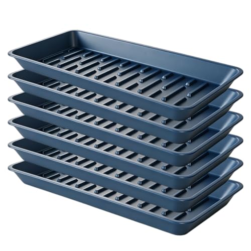 6 Pack Plastic Plant Tray Saucer Rectangular 13 Inch, Heavy Duty Planter Saucers for Indoors, Plant Water Drip Trays for Flower Pot, Windowsill Pot Tray, Growing Trays (6.5 X 13 Inch, Black) - color: Blue, size: 13" x 6.5" x 1.2" (6pack)