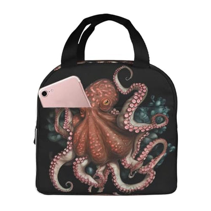 Insulated Lunch Bag Octopus Intertwined Lunch Box for Women Men Reusable Leakproof Lunch Cooler Bag for Office Picnic - color: Octopus Intertwined