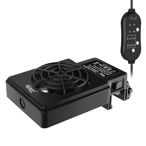 hygger Aquarium Cooling Fan Quiet Fish Tank Chiller with Adjustable Speed & Timer Aquarium Cooler for Axolotl Tank/Terrarium/Saltwater/Freshwater Accessories - size: 1 Fan