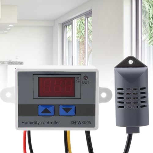 Digital Humidity Controller, 12V 24V 220V Humidistat Switch Sensor, Greenhouse Humidity Monitor, LCD Humidity Display(12V)