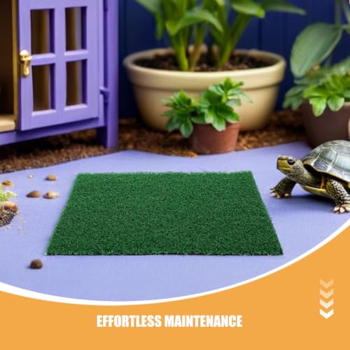 TEHAUX 2pcs Artificial Grass Mat for Aquarium Turtle and Reptile Tank, Resin Simulation Carpet with Versatile Application for Background Landscaping and Aquarium Landscape Decor