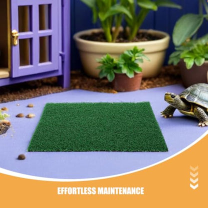 TEHAUX 2pcs Artificial Grass Mat for Aquarium Turtle and Reptile Tank, Resin Simulation Carpet with Versatile Application for Background Landscaping and Aquarium Landscape Decor