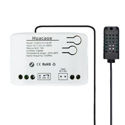 Zigbee 1 Channel 10A Smart WiFi Temperature and Humidity Controller with Extendable Probe Sensor ,USB & DC 7-32V, App Control,Greenhouse,Pet Breeding,Incubator,Reptile,Alexa/tuya zigbee hub Required