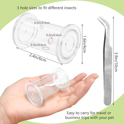 Tfwadmx 2 Pack Transparent Bearded Dragon Enrichment Toys, Reptile Feeding Accessories with Tweezers for Leopard Gecko Crested Gecko Small Reptiles