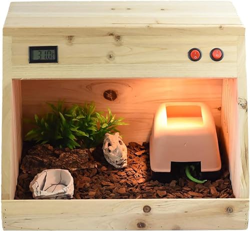 OMEM Premium Reptile Humidification Cave with Basin for Leopard Geckos Professional Clay Pottery Hideaway(Large) - size: L