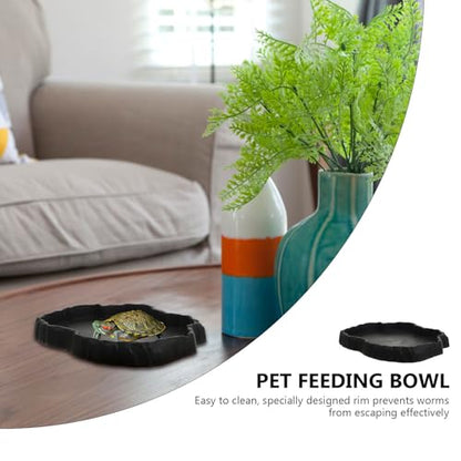 Cabilock Reptile Food and Water Bowl Gray Practical Gecko Feeder Escape-Proof Pet Feeding Dish for Lizards Frogs and Spiders in Terrariums