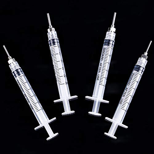 TecUnite 20 Pack Syringe, Plastic Curved Syringes for Epoxy Resin, Craft, Feeding Pets Animals, Oil or Glue Applicator