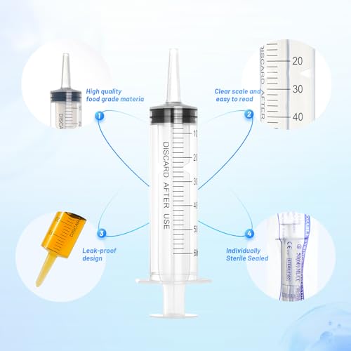 60ml Plastic Syringe with Cap, Large Syringes without Needle for Liquid, Scientific Labs, Measurement, Pet Feeding ,Ink Refilling ,Oil or Glue Applicator, Individually Wrapped (30 Pack) - style: 60ml