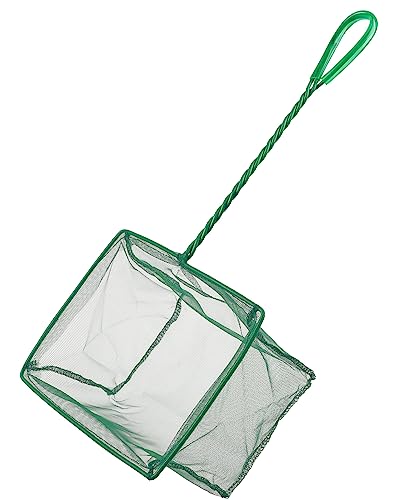 Pawfly Aquarium Fish Net with Braided Metal Handle Square Net with Soft Fine Mesh Sludge Food Residue Wastes Skimming Cleaning Net for Fish Tanks Small Koi Ponds and Pools - style: 8 Inch