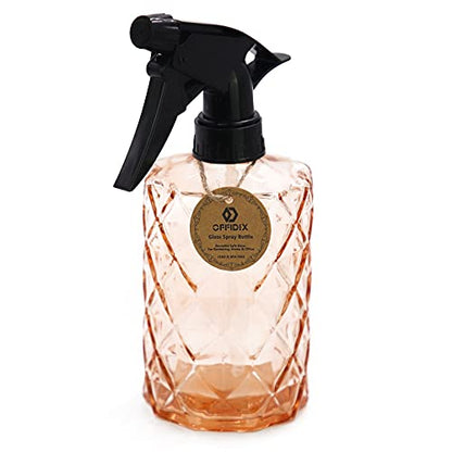 Glass Spray Bottle, Fine Mist Plant Mister, Handheld Pressure Watering Can, Adjustable Nozzle Glass Spray Bottle, 0.35L/11.8oz Handheld Spray Bottles for Garden Plants Cleaning Solutions - color: Rhombus Orange