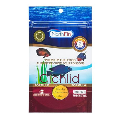 Northfin Cichlid Fish Food, Slow-Sinking Pellets, 3mm, 100g | Cichlid Formula; slow-sinking pellets for carnivorous & omnivorous cichlids; whole Antarctic krill meal; crafted in Canada - size: Net Wt: 100g, style: 3mm