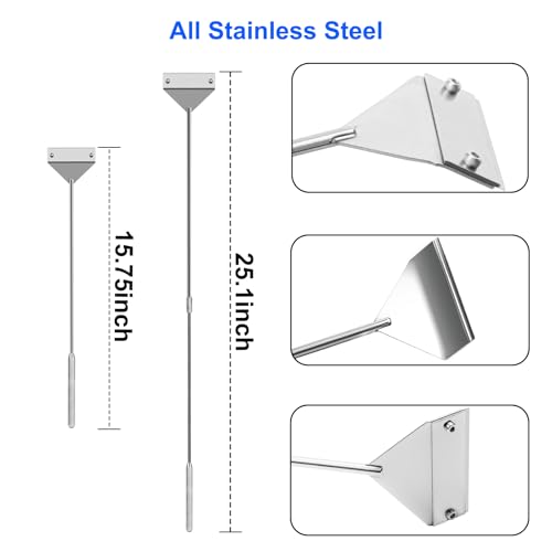 25 in Algae Scraper for Glass Aquariums - with Sheath, 10 Blades | Wide Blade, Durable Stainless Steel, Powerfully Remove Stubborn Algae, Included Blade Sheath, 10 Replaceable Blades