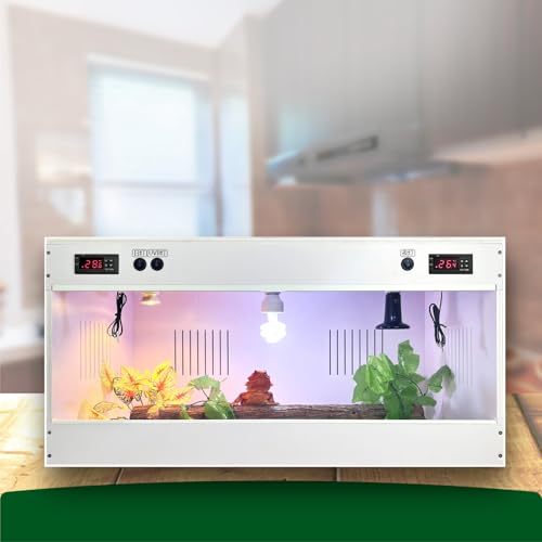 120x60x60cm PVC Smart Dual-Temp Tall Reptile Terrarium, Acrylic Sliding Door, 5 Ceramic Sockets – Front Opening, Bearded Dragon, Leopard Gecko & SnakeTerrarium, Large Reptile Enclosure - size: 120*60*60CM /17.2*23.6*23.6IN