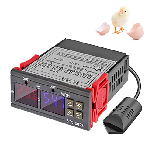 Digital Temperature Humidity Controller, -20 to +80 00 to 100 RH Accurate Hygrometer Thermometer with ABS, for Breeding Farm Incubation and Brewing (110V-220V)