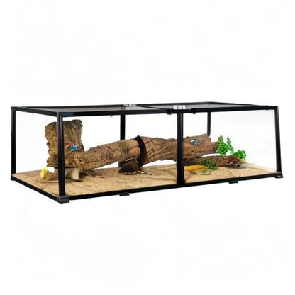 REPTIZOO 84 Gallon Large Reptile Terrarium Extra-Long 60" x 18" x 18" Spliceable Glass Reptile Tank, Double Top Cover Enclosure Habitats - size: 60" x 18" x 18"