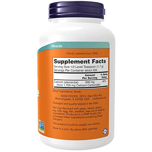 NOW Foods Supplements, Calcium Carbonate Powder, High Percentage of Calcium, Supports Bone Health*, 12-Ounce (Pack of 2) - size: 12 Ounce (Pack of 2)