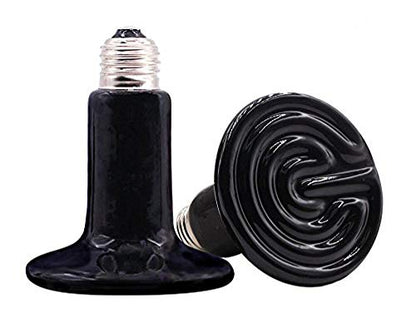 2-Pack 150W 110V Reptile Heat Lamp Ceramic Infrared Heat Emitter Bulb Pet Lamp,No Harm No Light Infrared Heat Emitter Brooder Lamp for Pet Coop Heater Reptile Chicken Turtle Heat Lighting,Black