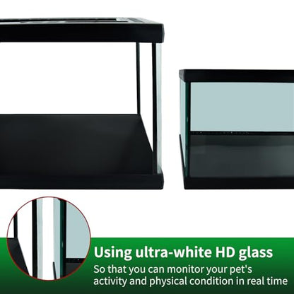 Reptile Glass Terrarium Tank 12 * 12 * 8" Full View with Top Ventilation, Amphibians Habitat Enclosure Cage for Frog,Spiders,Dubia Cockroach,Praying Mantis,Cricket,Tarantula,Hermit Crab - size: 12*12*8inch