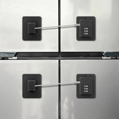 2-Pack Password Refrigerator Lock, Combination Child Proof Safety Lock，Baby Proofing fridge lock，Door Latches for Fridge Cabinet Drawer Closet, Freezer Lock No Keys Needed (Black)