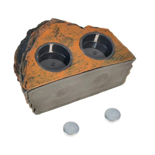 Tfwadmx Magnetic Reptile Feeder Ledge, Gecko Feeder Ledge with 6 Cups Reptile Feeding Bowls Food Dish Water Bowl Tank Accessories for Lizards Chameleons Frog(Blown) - color: Brown