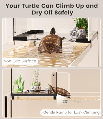 Turtle Basking Platform for 18-19 Inchs Wide Aquariums - Last Long Stainless Steel Supports & Mesh, Non-Slip Ramp for Aquatic Turtles, Turtle Tank Accessories (Extra Large) - size: Fit 18-19 Inchs Wide
