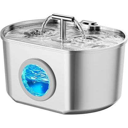 Cat Water Fountain Stainless Steel - 2.2L/74oz Cat Drinking Fountain | Pet Water Fountain for Cats Inside - Ultra Quiet Pet Watering Dispenser - for Small Animals