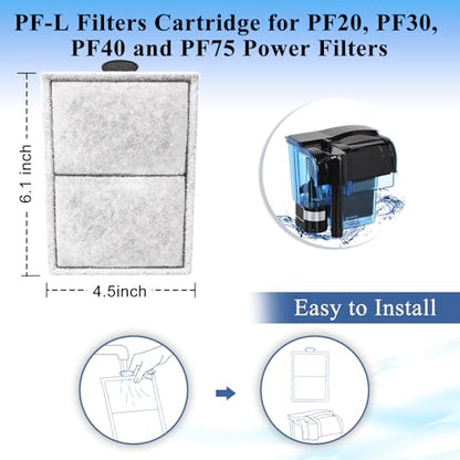 Pryitier 9 Pack PF-L Filter Cartridges Replacement Fish Tank Refill with Zeolite Compatible with PF20, PF30, PF40 and PF75 Power Filters - size: 9 Pack