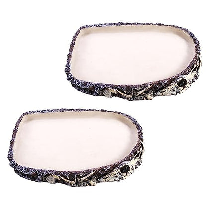 Tfwadmx 2 Pack Reptile Water Bowl, Reptile Feeding Dish, Bearded Dragon Water Dish, Turtle Feeding Bowl for Tortoises, Snakes, Lizards, Geckos, Chameleons - color: Bowl-2Pcs