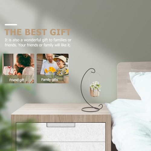 VORCOOL Spiral Ornament Display Stand Iron Hanging Stand Rack Holder for Hanging Glass Globe Air Plant Terrarium Witch Ball Christmas Ornament and Home Wedding Decoration (Black, 23X10X10CM)