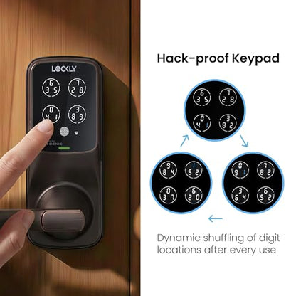 Lockly Secure Pro Wi-Fi Smart Lock with Handle | Keypad Keyless Entry Door Lock with Fingerprint,App Remote Control, Works with Alexa and Google, Auto Lock - color: Venetian Bronze
