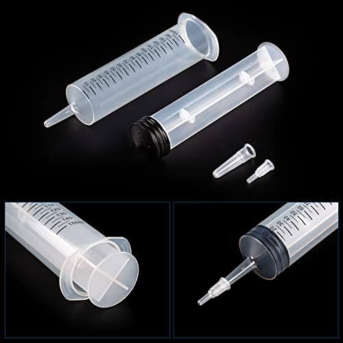 150ml/cc Syringes with Tube 40 Inch Handy Plastic Tubing and Adapter Tip | for Liquid, Refilling Measuring, Dispensing Watering, Plant Irrigation, Feeding Pets, Oil or Glue Applicator - size: 150ML/CC