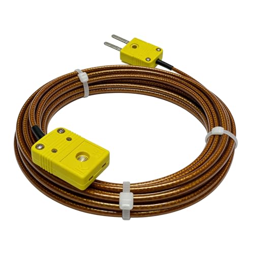 K Type Thermocouple Extension Cable 355in/10 Yards | Brown Wire PVC Coating Polyimide Construction 0°F–1300°F Temperature Range - size: 355in/10 yards