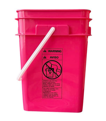4 Gallon Square Food Grade Bucket Pail with Plastic Handles and Lid (Pack of 3) Made in USA containers (Pink/Magenta/Purple - Black lids) - color: Pink/Magenta/Purple - Black Lids