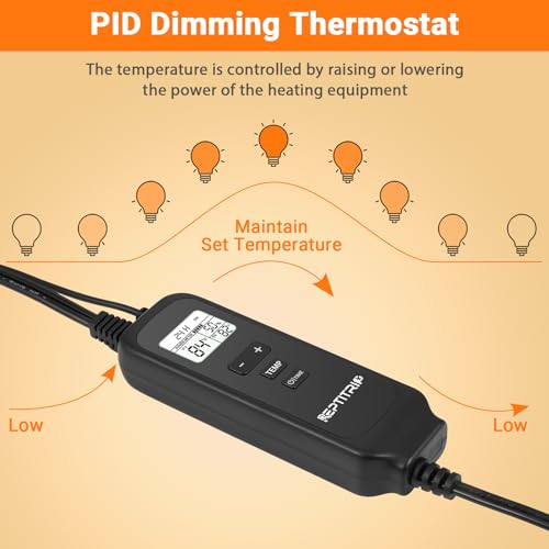 Reptile Thermostat with Timer Fuction & Temperature Probe, Dimmable Thermostat for Reptile Heat Lamp Heat Pad, PID Temperature Controller, Support ℉/℃, Memory Function (Model: PT02S) - color: Timer-temp Set